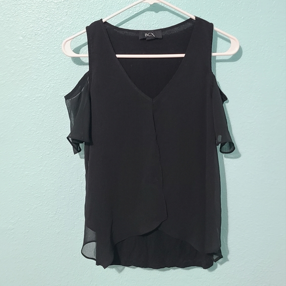 BCX Tops - BCX Black Cold Shoulder Top S